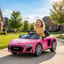 Macchina Elettrica per Bambini 3-6 Anni 12 V Audi R8 Spyder 107x58x44 cm 3-5 km/h con 2 Motori e Telecomando in PP Rosa      