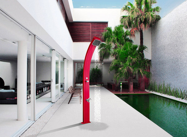 prezzo Doccia Solare da Esterno Giardino 30L Miscelatore e Lavapiedi Arkema Spring Grigio Antracite