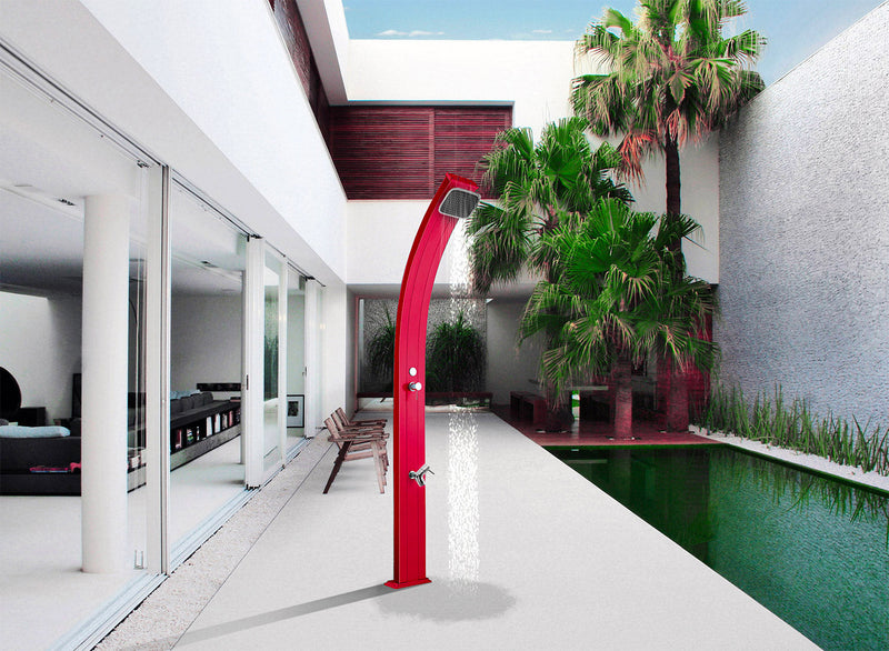 Doccia Solare da Esterno Giardino 30L Miscelatore e Lavapiedi Arkema Spring Grigio Antracite