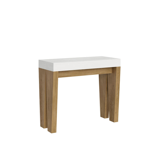 prezzo Consolle Allungabile 90-300x40x77 cm in Nobilitato Bianco e Marrone