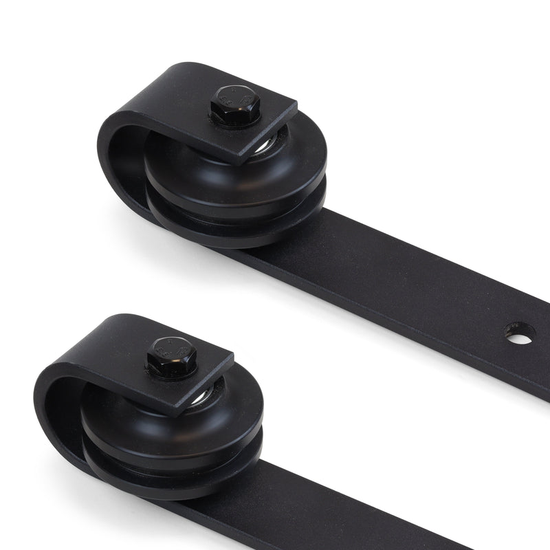 Sistema Barn per Ante Scorrevoli in Legno Verniciato Nero Acciaio e Tecno Emuca