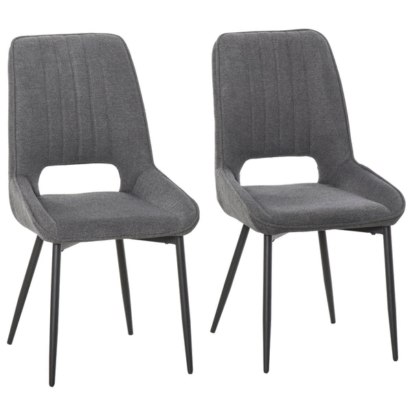 acquista Set aus 2 gepolsterten Stühlen 59,5 x 50,5 x 92 cm in grauem Stoff