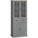 Mobile Dispensa a 5 Livelli con Cassetto Centrale 76x40x182,5 cm in MDF e Truciolato Grigio      