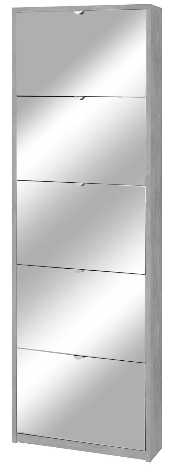 Schuhschrank 5 Türen mit Spiegel 63x190x18 cm Zement prezzo