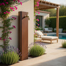 Fontana a Muro da Giardino Con Rubinetto 18x6x100 cm In Acciaio Effetto Corten