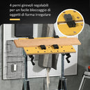 Banco da Lavoro Pieghevole 65x57x85-114 cm con 4 Morse Altezza e Angolazione Regolabili Portata 100 kg Nero e Color Legno      