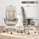 Sedia Ufficio Girevole Reclinabile 135° 79x70x118-126 cm con Poggiapiedi Braccioli e Altezza Regolabili in Finta Pelle Grigio Chiaro      