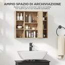 Armadietto con Specchio 60x14,5x49,4 cm con 3 Ripiani Laterali e Ripiano Regolabile Interno in MDF e Truciolato      