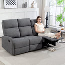 Divano 3 Posti Reclinabile in maniera Indipendente 179x91x98 cm con Rivestimento in Ciniglia Grigio   