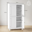 Mobile Bagno 60x30x110 cm con 4 Ante e Ripiani Regolabili in MDF Bianco      