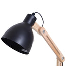Lampada da Tavolo Scrivania Pieghevole in Legno e Metallo Nero 