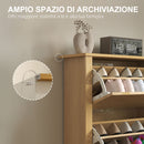 Scarpiera Slim per 18 Paia di Scarpe 72x26x112 cm 3 Cassetti con 2 Ripiani Regolabili e Rimovibili Naturale      