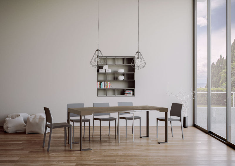 Consolle Allungabile 90-196x40x77 cm Tecno Small Tortora Telaio Antracite 