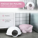 Lettiera Chiusa per Gatti 53x51x48 cm Rotonda con Uscita Raccogli Sabbia in PP e PC Bianco e Rosa  