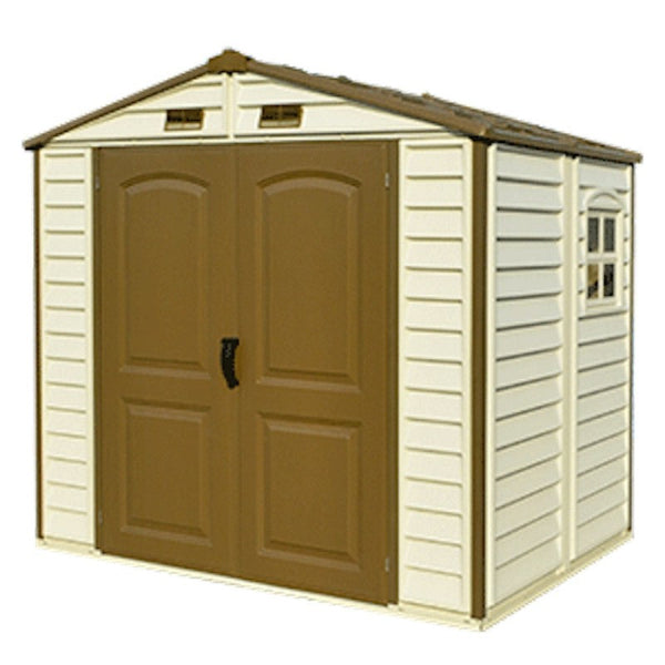 online Geräteschuppen 245 x 161 x 223 cm in elfenbein/braunem PVC
