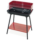 Barbecue a Carbone Carbonella Rettangolare 58x38x82 cm con Vassoio in Acciaio al Carbonio Rosso      