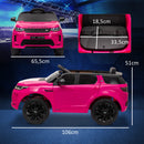 Macchina Elettrica Bambini 106x65,5x51 cm Licenza Land Rover Discovery con Fari Clacson e Cintura in Plastica e Metallo Rosa      