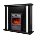 Camino Elettrico da Pavimento 95x110x27 cm Effetto Fiamma 2000W Gustavo & Cristina Nero/bianco