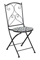 Set 2 Sedie Pieghevoli da Giardino 38x38x92 cm in Metallo con Mosaico