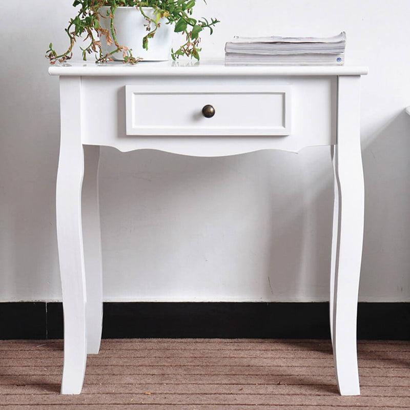 Consolle con 1 Cassetto in Legno 80x37x75 cm Ryan Bianco