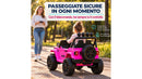 Macchina Elettrica per Bambini Licenza Jeep Wrangler Rubicon 12V con Sedili in Pelle e Telecomando Fucsia 