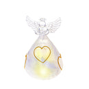 Set 2 Angeli Cuore con Led H12,5 cm in Vetro Oro