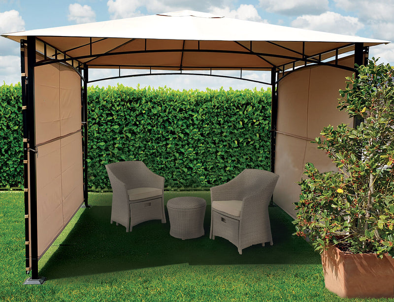 Gazebo da Giardino 3x3m in Acciaio Telo in Poliestere Kraus Ecrù