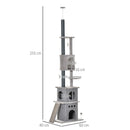 Albero Tiragraffi per Gatti 60x40x225-255 cm con Corde in Sisal Grigio