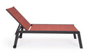 Lettino Prendisole da Esterno 65x200x102-42,5h cm Schienale a 5 Posizioni in Alluminio e Textilene Hilde Antracite e Rosso