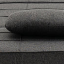 Pouf Letto Poltrona Schienale Reclinabile 95x179x78 cm in Tessuto Effetto Lino Grigio  