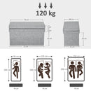 Panca Contenitore 76x50x73 cm con Schienale e Vano da 77L Rivestimento in Tessuto Grigio      