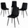 Set 4 Sedie Piedi Neri e Seduta Ergonomica con Rivestimento in Velluto Nero