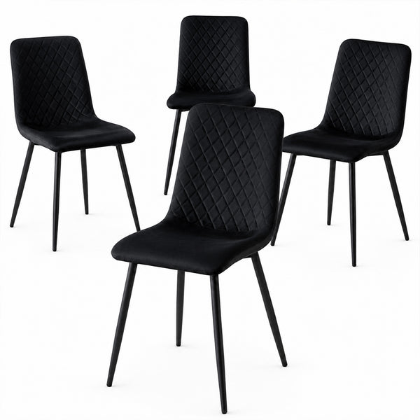 prezzo Set 4 Sedie Piedi Neri e Seduta Ergonomica con Rivestimento in Velluto Nero