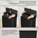 Pattumiera 29,7x17,4x30 cm Capienza da 8L con Coperchio e Secchio Interno Rimovibile in Acciaio Inox Nero      