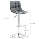 Set 2 Sgabelli con Schienale 42x45x89-110 cm in Similpelle Grigio