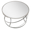 Tavolo da Caffé Saturn Ø80x45 cm in Ferro e Specchio e MDF Argento