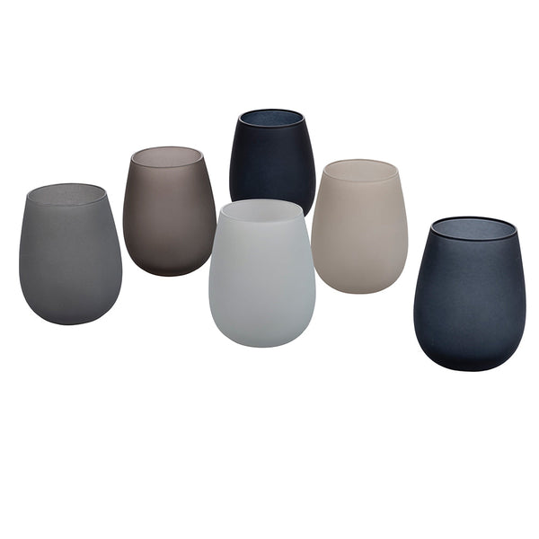 Set mit 6 mattierten Happy Hour Stones Wassergläsern in Villa d'Este Home Tivoli Grey Glass sconto