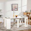Tavolo da Pranzo Pieghevole  6 Persone 180x85x75 cm in Truciolato e Acciaio Bianco