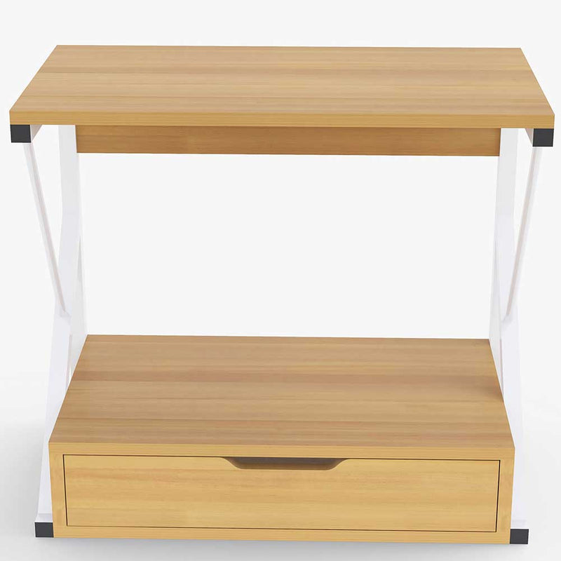 Scaffale Mensola Cucina Mobiletto Porta Microonde Cassetto Metallo Legno Beige