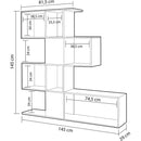 Mobile a Scaffali Libreria 4 Livelli 145x145x29 cm in Legno Zig Zag Bianco e Rovere