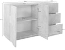 Credenza 2 Ante + 3 Cassetti 142,9x44,2x86 cm Ping Ardesia
