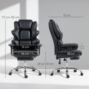 Sedia da Ufficio 76x73x117-125 cm con Poggiapiedi e Poggiatesta in Pelle PU Schiuma e Metallo Nero      