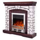 Camino Elettrico da Pavimento 105,8x110x30 cm Effetto Fiamma 2000W Natali & Galileo Silver Bianco/noce scuro