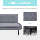 Divano Letto 3 Posti 195x84x82 cm in Tessuto Effetto Lino Grigio