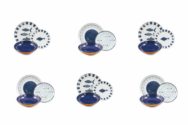 Tafelservice 18 Teile aus Porzellan und Steinzeug Villa d'Este Home Tivoli El Pescado prezzo