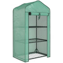 Mini Serra da Giardino 59x39x127 cm con 3 Ripiani e Porta Avvolgibile Copertura in PE Verde      