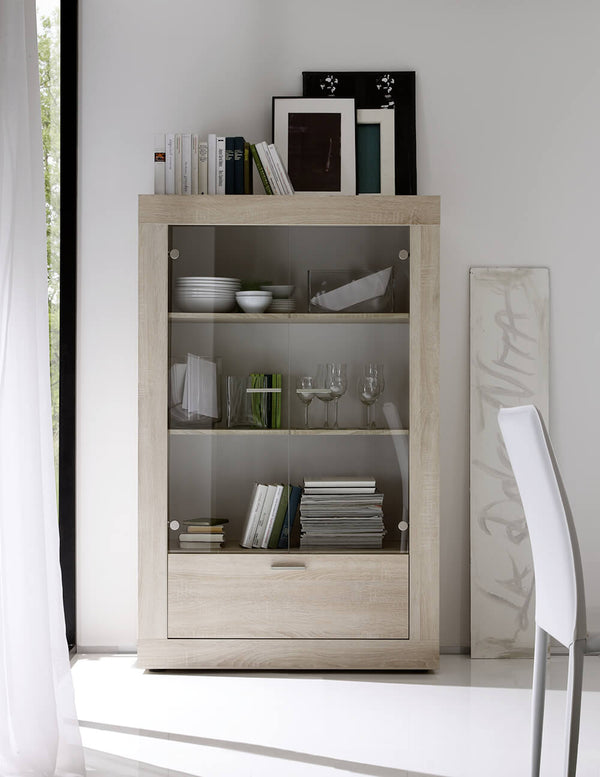 Vitrinenschrank für Wohnzimmer 2 Türen 1 Schublade 102x43x162cm TFT Rustic Oak Samoa acquista