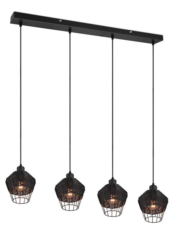 sconto Lampada a Sospensione da Interno Attacco E27 in Tessuto Nero