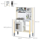 Cucina Giocattolo per Bambini 60x30,5x93,2 cm con Luci e Utensili in MDF e PP Grigio e Bianco
