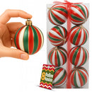 Box 8 Palline di Natale per Albero Sfere Natalizie Bianco Rosso e Verde da 10 cm